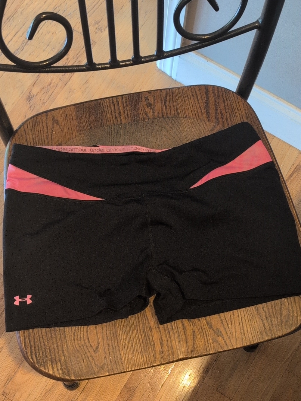 Under Armour Black and Pink Women's Bike Shorts